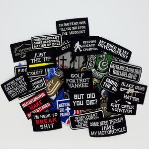 Detash lot of 37 patches - biker, military and adult humor